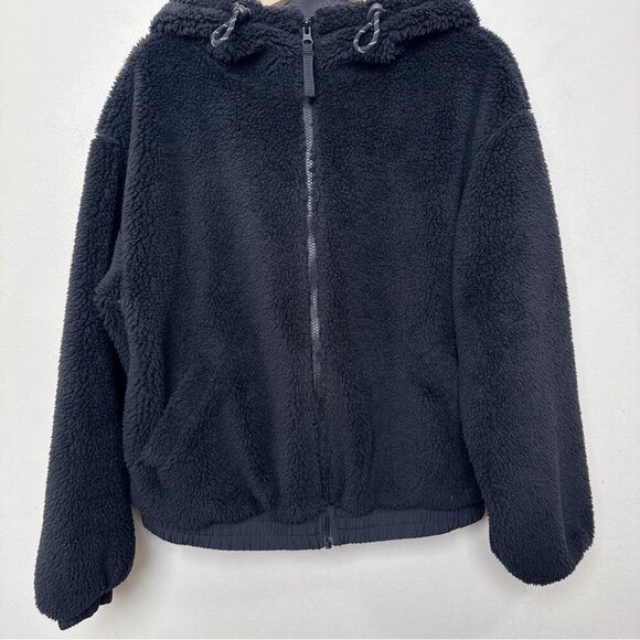 Zella Womens Medium Faux Fur Sherpa Jacket In Black Color - Picture 7 of 15